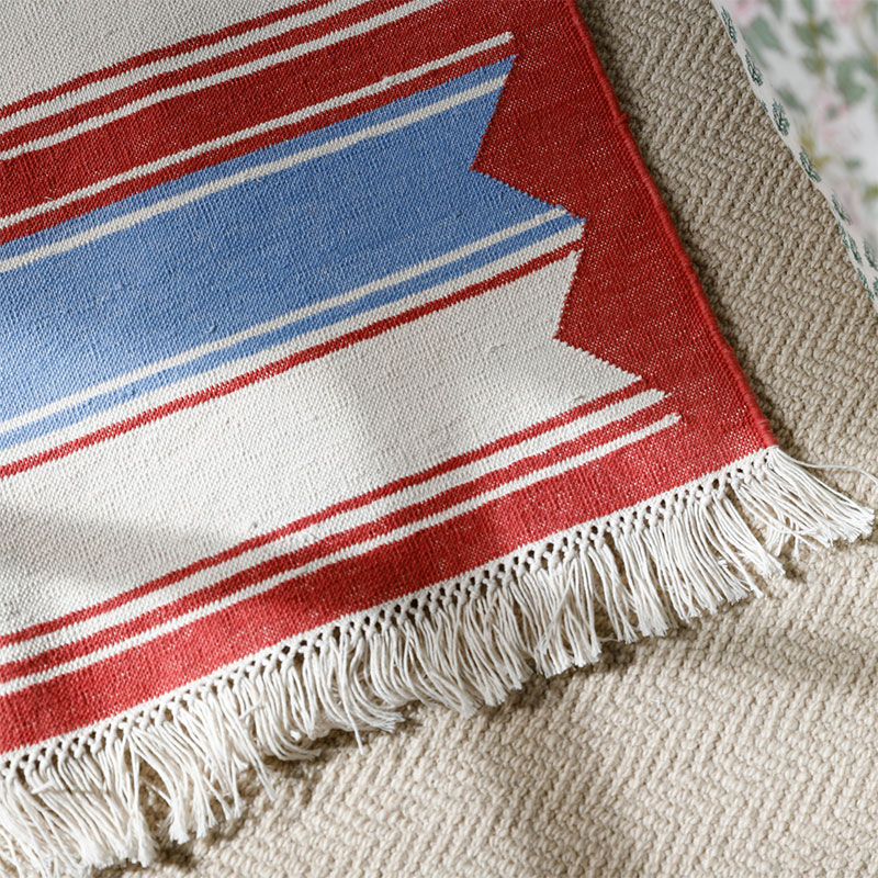 Stripe Rug, 100 x 70cm, Red & Blue-0