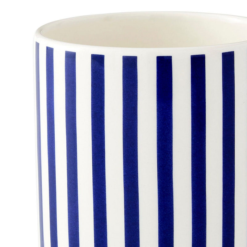 Stecatto Set of 4 Mugs, 340ml, White and Blue Narrow Stripe-3