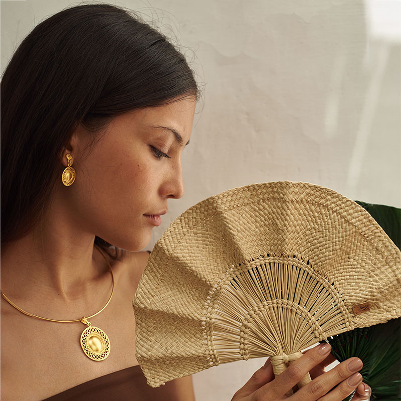 Classic Handwoven Fan, 24cm, Natural-2