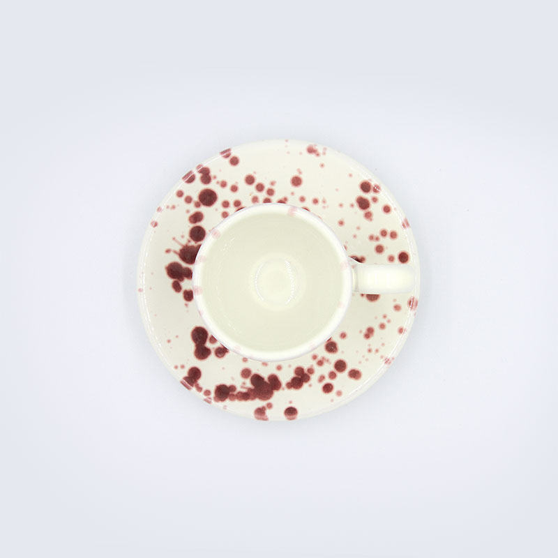 Splatter Espresso Cup & Saucer, D6.5cm, Cranberry-2