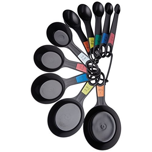 Set of 10 measuring spoons, 18.8cm, Black-0