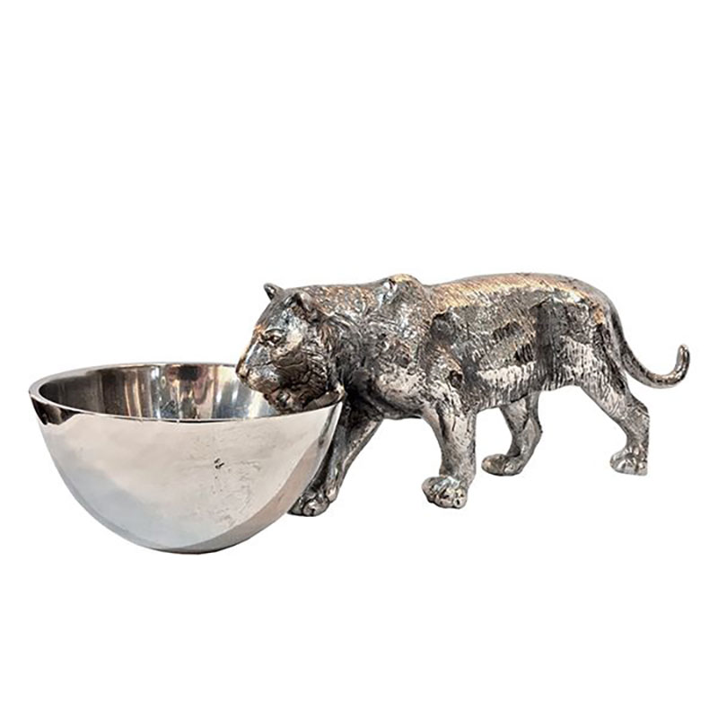 Wild Tiger Nibbles Bowl, L33 x W12 x D12cm, Silver-1