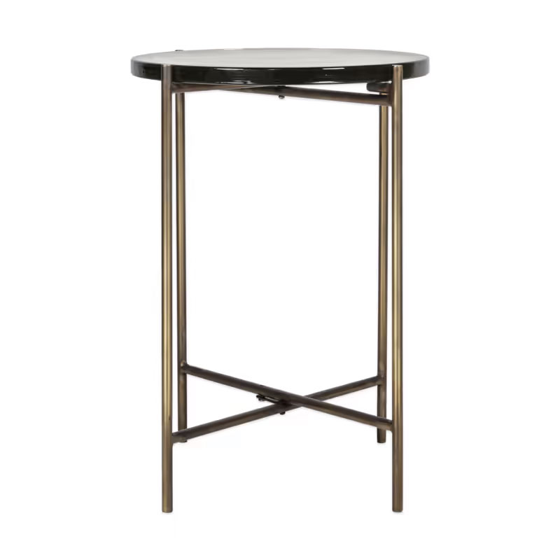 Aluva Glass Side Table, Antique Brass-3