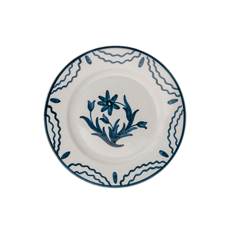 Plate, Blue Summer Flower, Ceramic, Medium-1