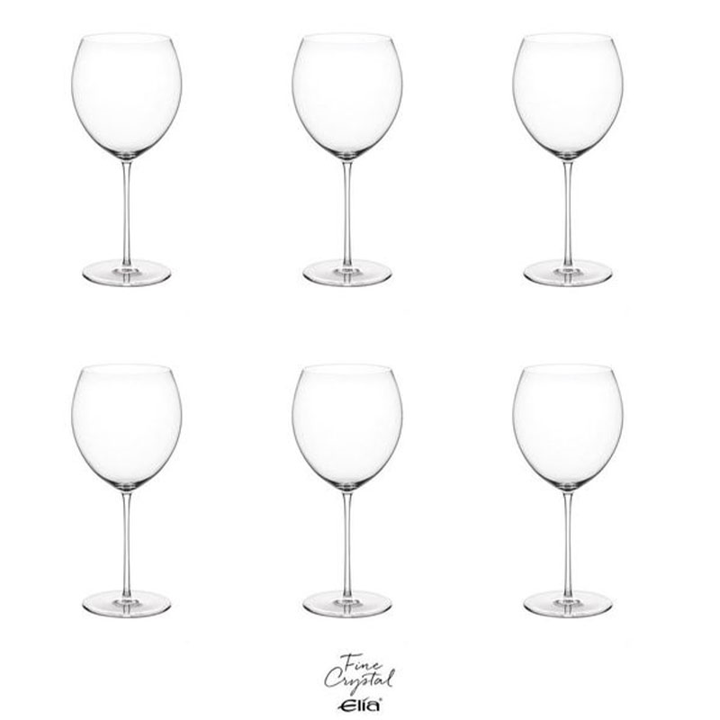 Liana Set of 6 Crystal Red Wine Glasses, 560ml, Clear-0