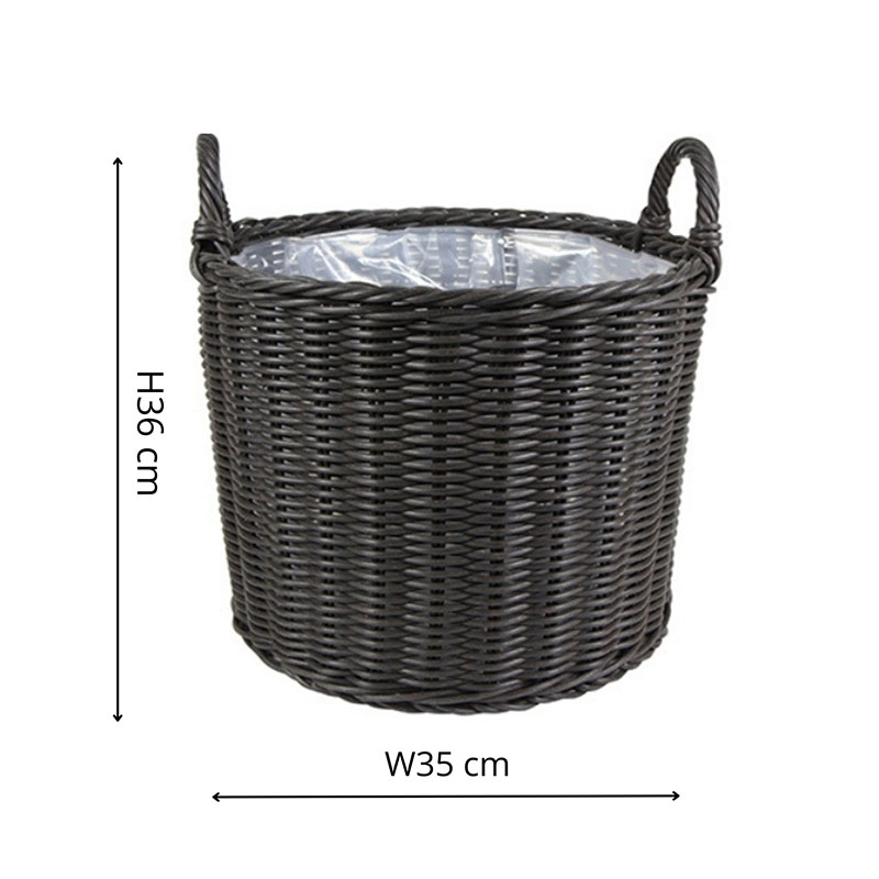 Polyrattan Set of 2 Lined Planters, Willow-3