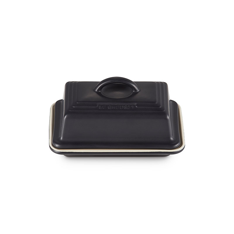 Stoneware Butter dish, 17 x 13 x 9cm, satin black-0