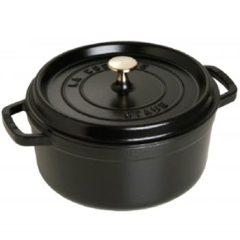 Cocotte, Cast Iron, Round, Black, 28cm-0