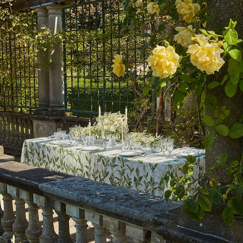 Lilly of the Valley Muguet' Linen Tablecloth, 165 x 300cm, White-3