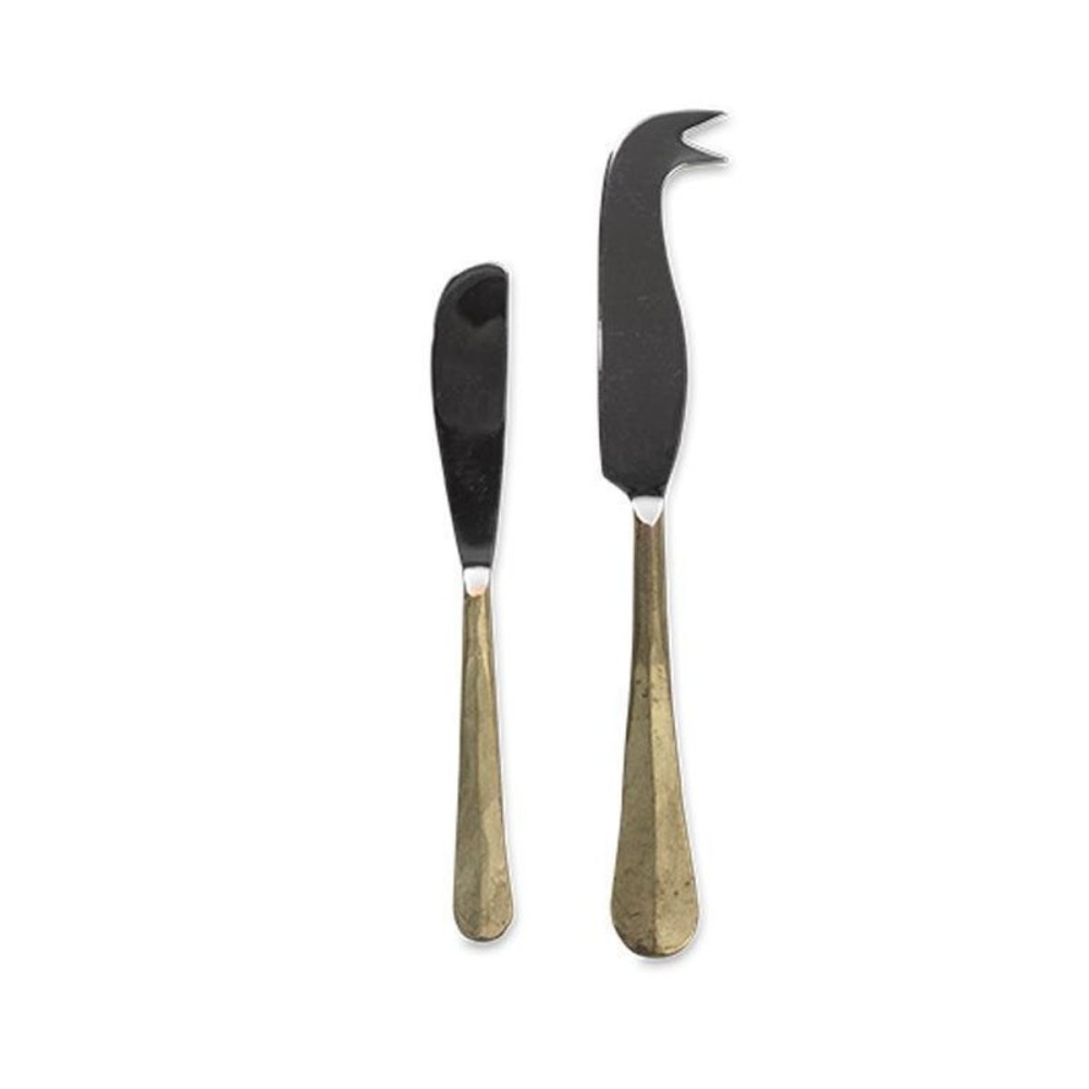 Osko Cheese and Butter Knife Set, Brushed Gold-2