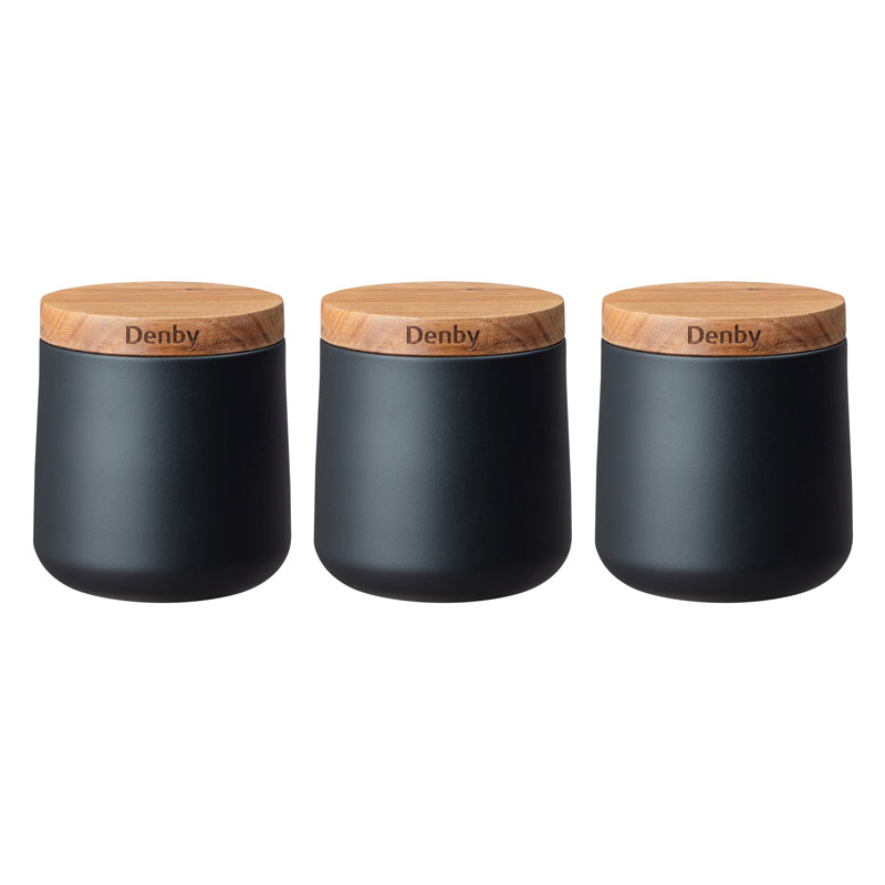 Set of 3 Storage Canisters, D11 x H10cm, Black-0