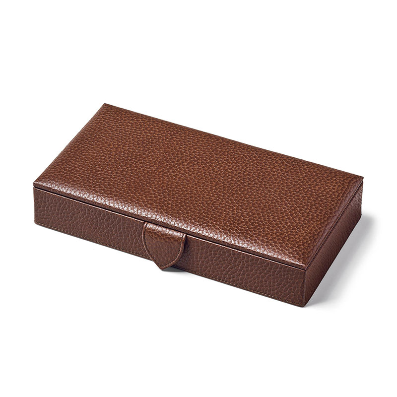 Cufflink Box, L11.5 x W21.5cm, Tobacco Pebble-1