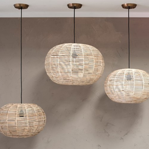 Noko Round Wicker Pendant, D29cm, Natural-0