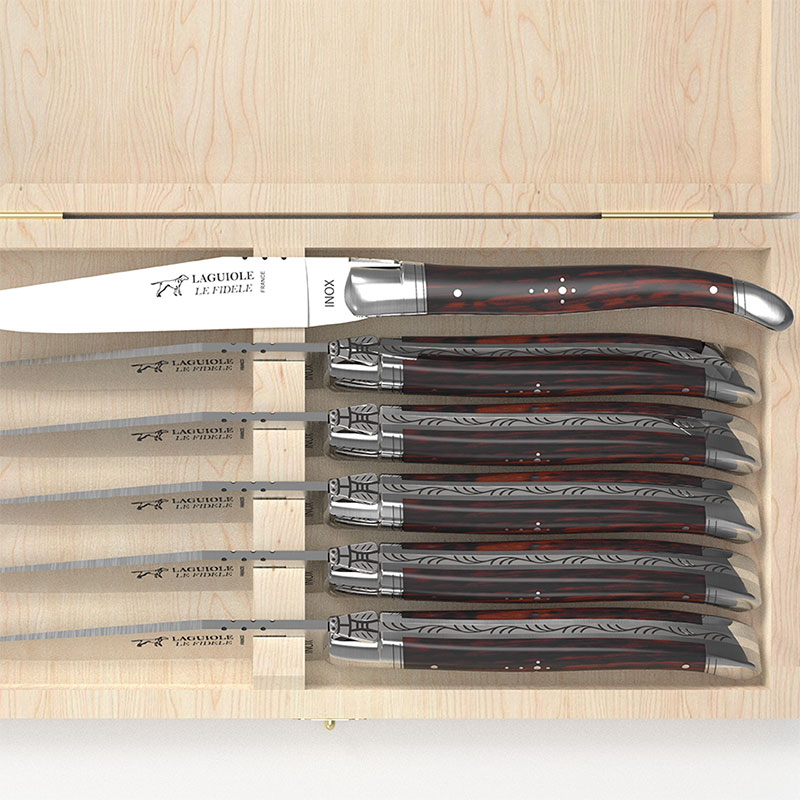 Laguiole Set of 6 Steak Knives, Amourette-2