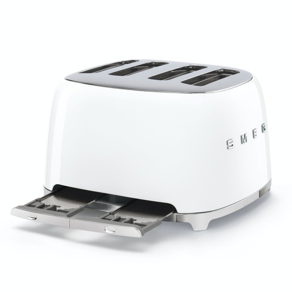 50's Retro 4 slice toaster - 4 slot, White-2