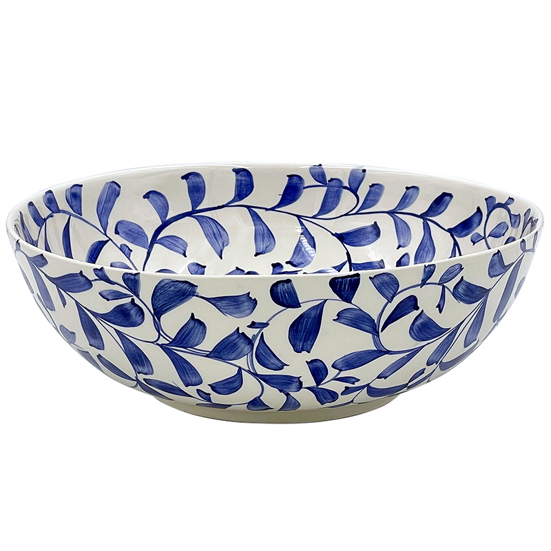 Scroll Salad Bowl, D28cm, Navy-0