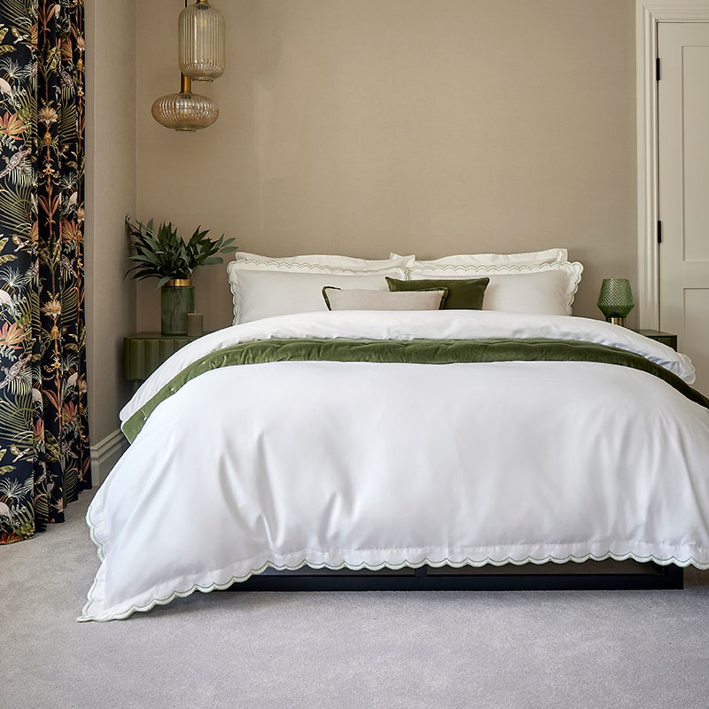 Scallop Edge Duvet Set, Double, Matcha-1