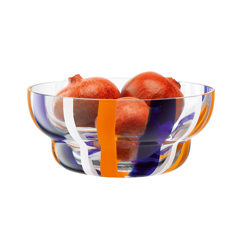 Folk Bowl, D24cm, Blue/Orange/White-0