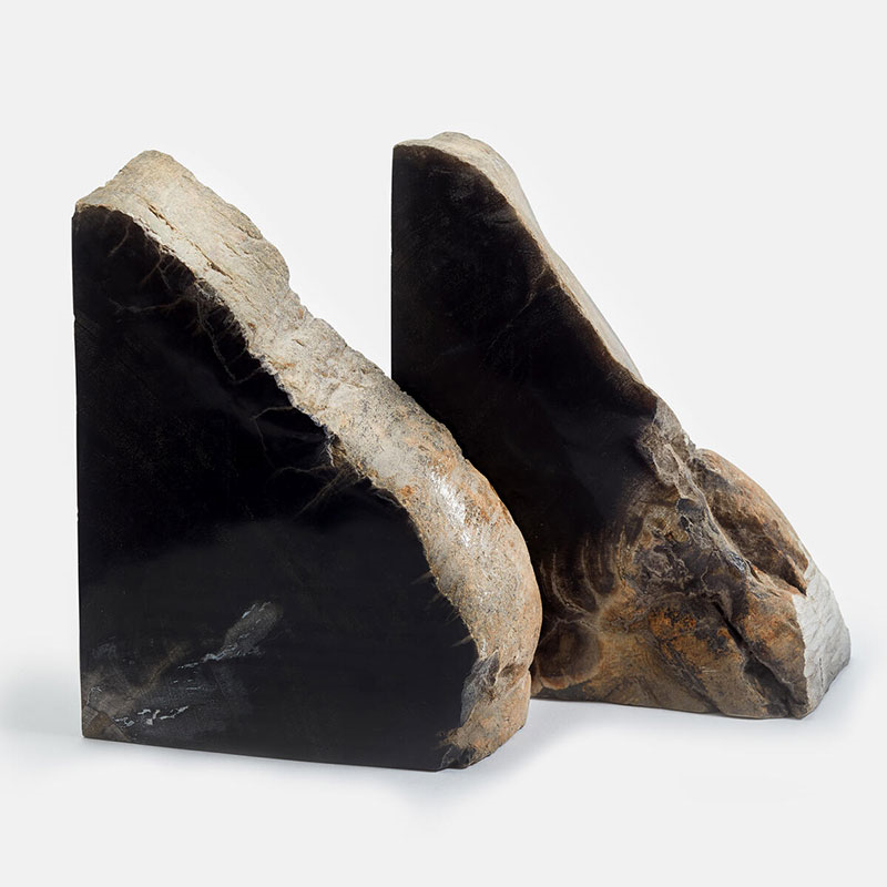 Balfern Petrified Wood Bookends, H15 x W22cm, Black-3