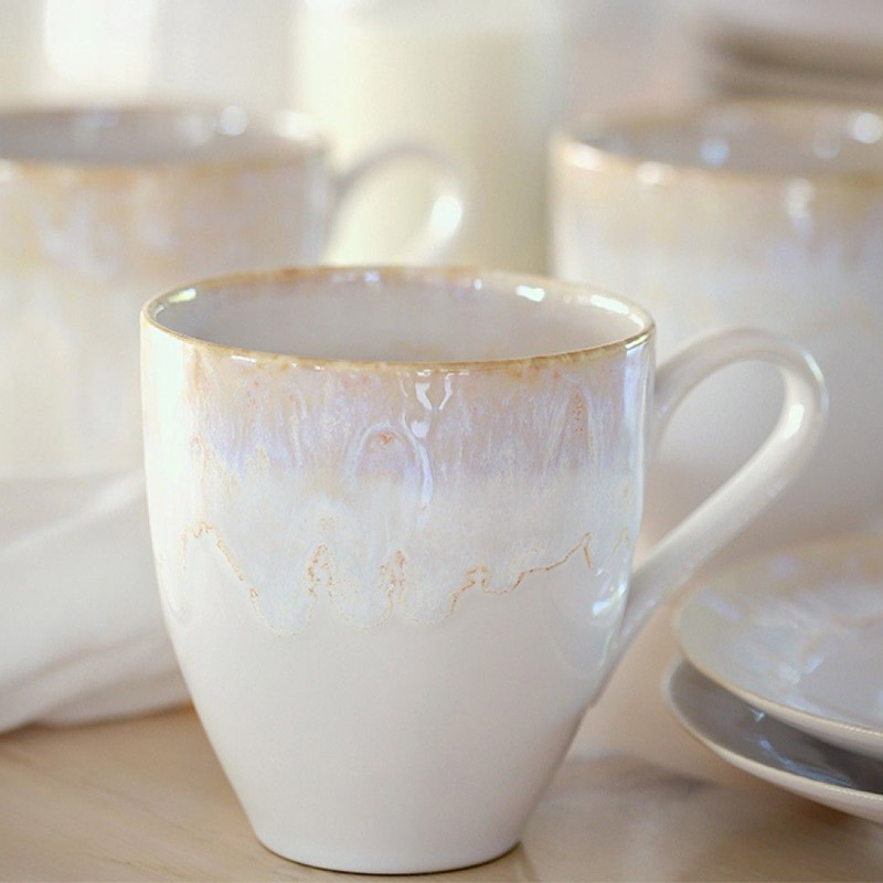 Taormina Set of 6 mugs, 41cl, White/Gold-1