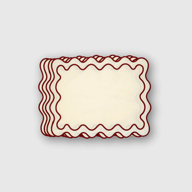 Scarlett Set of 4 Placemats, 36 x 45cm, Burgundy-0