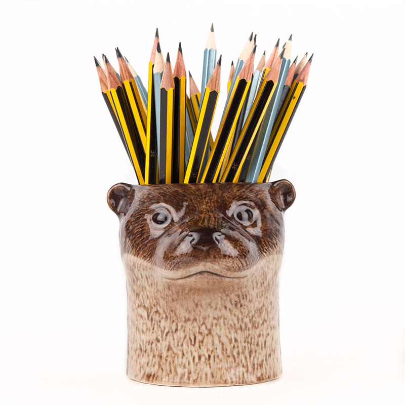 Otter Pencil Pot, H10cm, Brown-0