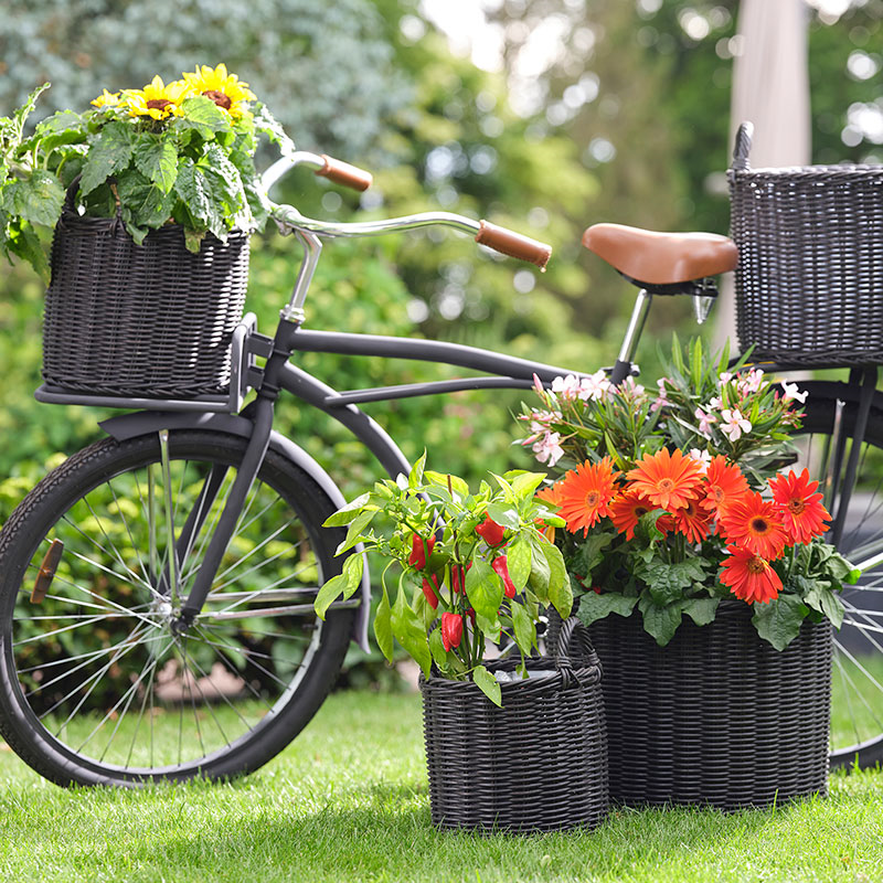 Polyrattan Set of 2 Lined Planters, Willow-0