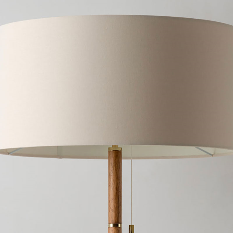 Disk Floor Lamp, H158cm, Brass & Wood-2