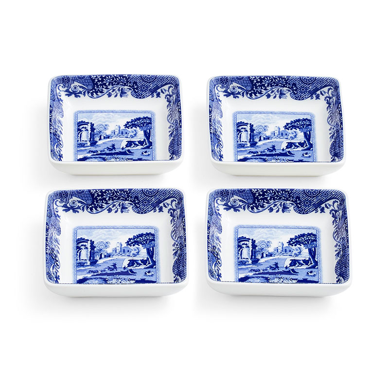 Blue Italian Set of 4 Dishes, L8 x W8cm, Blue-2