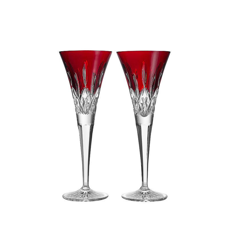 Lismore Set of 2 Toasting Flutes, 170ml, Red-0