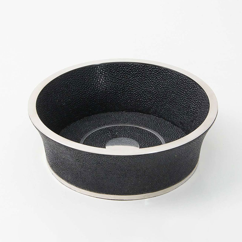 Wine Bottle Coaster, D16cm, Caviar Black Shagreen-0