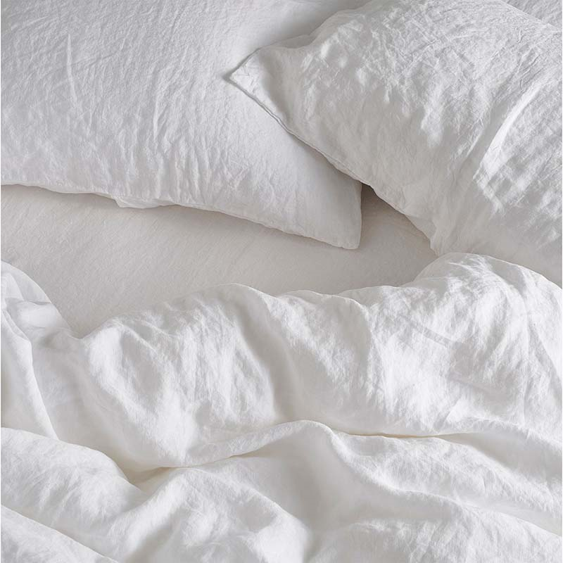 Linen Double Duvet Cover, Snow-2