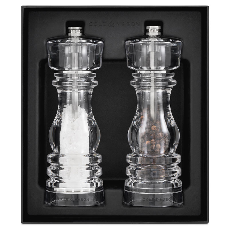 London Salt & Pepper Mills, 180mm, Clear-2