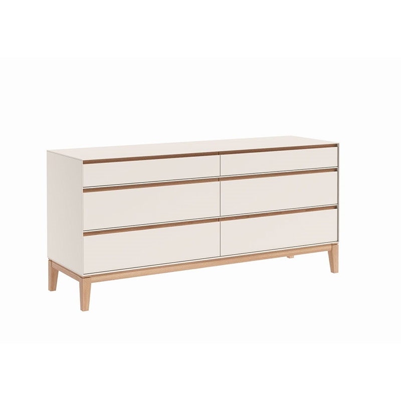 Lars Wide Six Drawer Dresser, H73 x W150cm, Cashmere and Oak-2