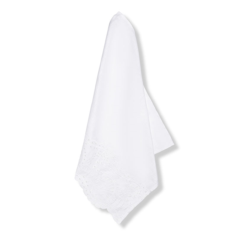 Broderie Anglaise Linen Napkin, 50 x 50cm, White-3