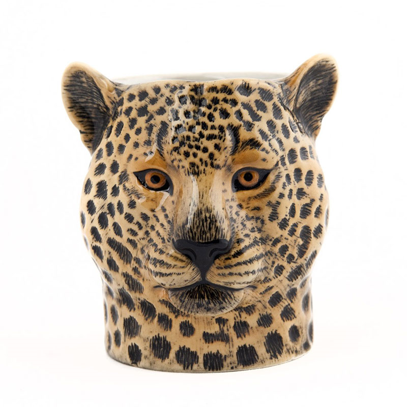 Leopard Pencil Pot, H11cm, Yellow-0