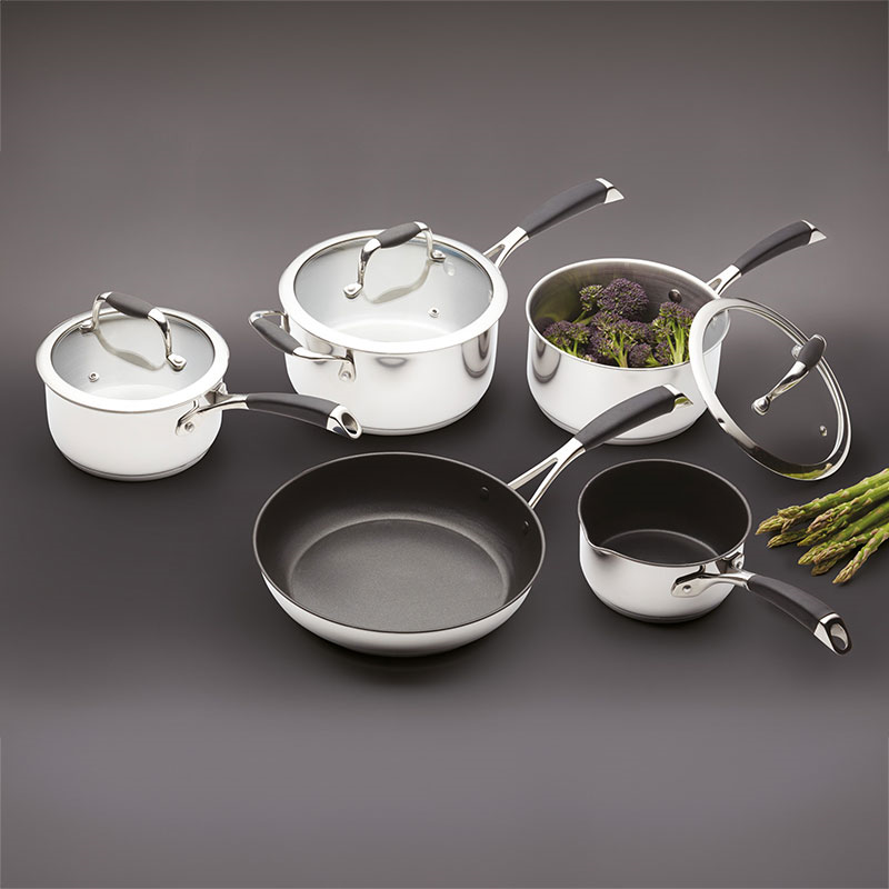 Five piece deluxe cookware set, Non-Stick Stainless Steel-0