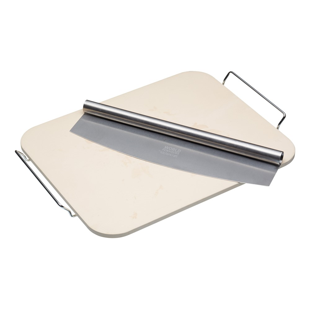 Italian Rectangular pizza stone and cutter-0