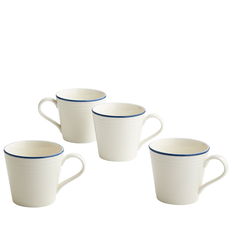 Gordon Ramsay Maze Denim Line Set of 4 Mugs, 400ml, White-0