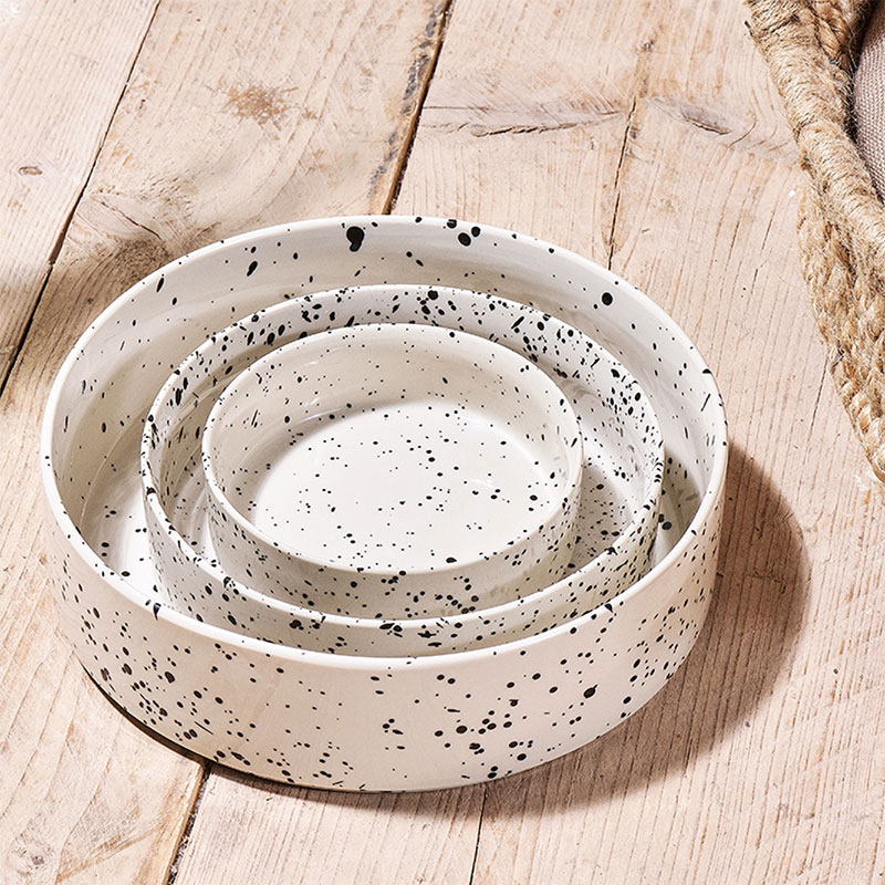 Ama Ceramic Pet Bowl, D12cm, Splatter-3