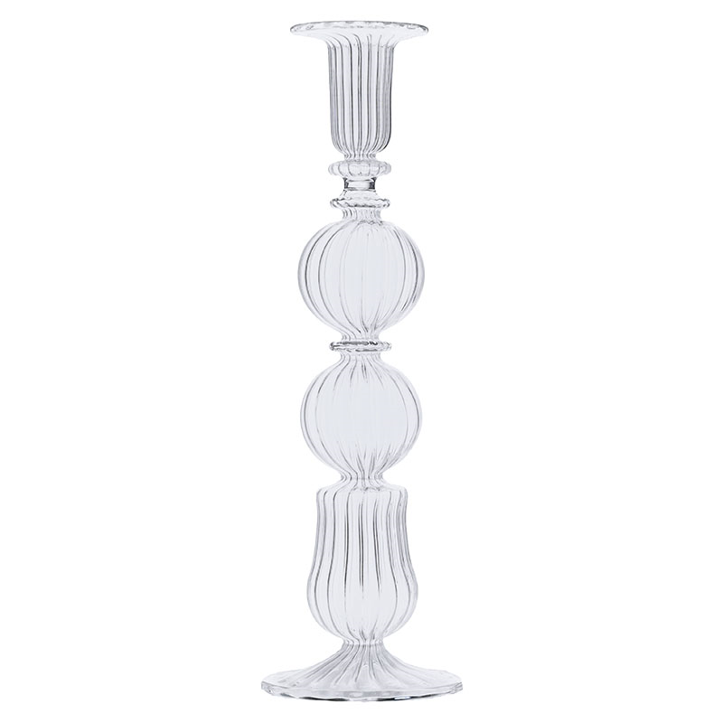 Ombe Glass Candlestick, H24cm, Clear-0