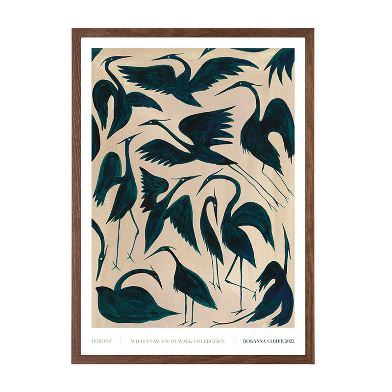 Herons Recycled Paper Print, A2, Teal-11