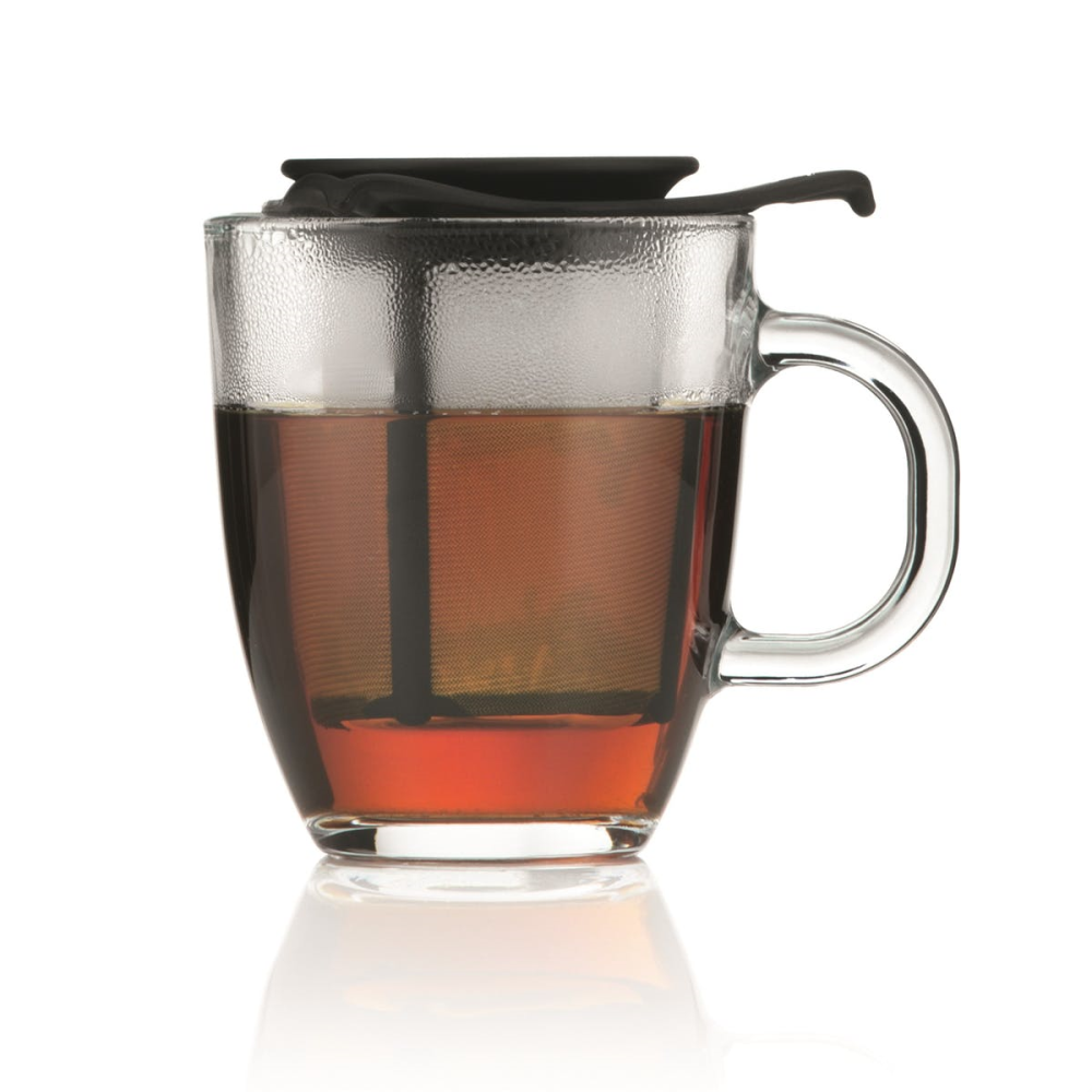 Yo-Yo Mug and tea strainer, 35cl, Black-0