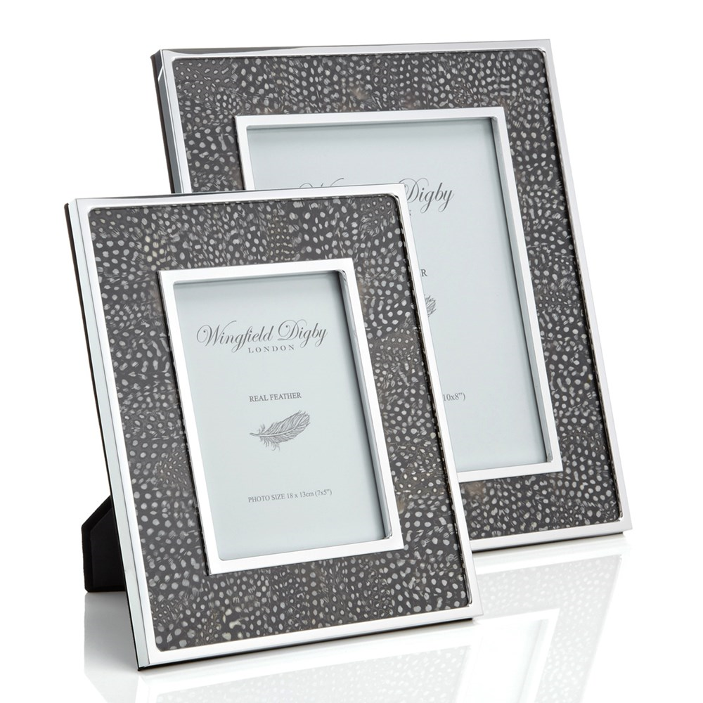 Feather and Glass Photo Frame, 8x10", Guinea Fowl-0