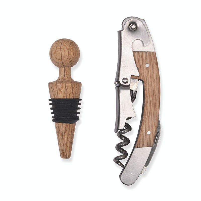 Bottle Opener and Stopper Set, Oak-3