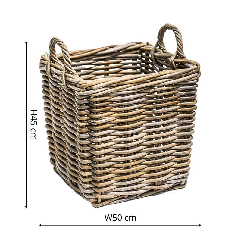 Wicker Fireside Set of 2 Log Baskets, Grey, Grey-6