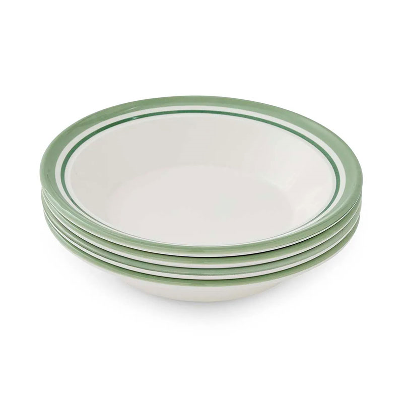 Potter's Stripe Set of 4 Soup Plates, D21cm, Green-3