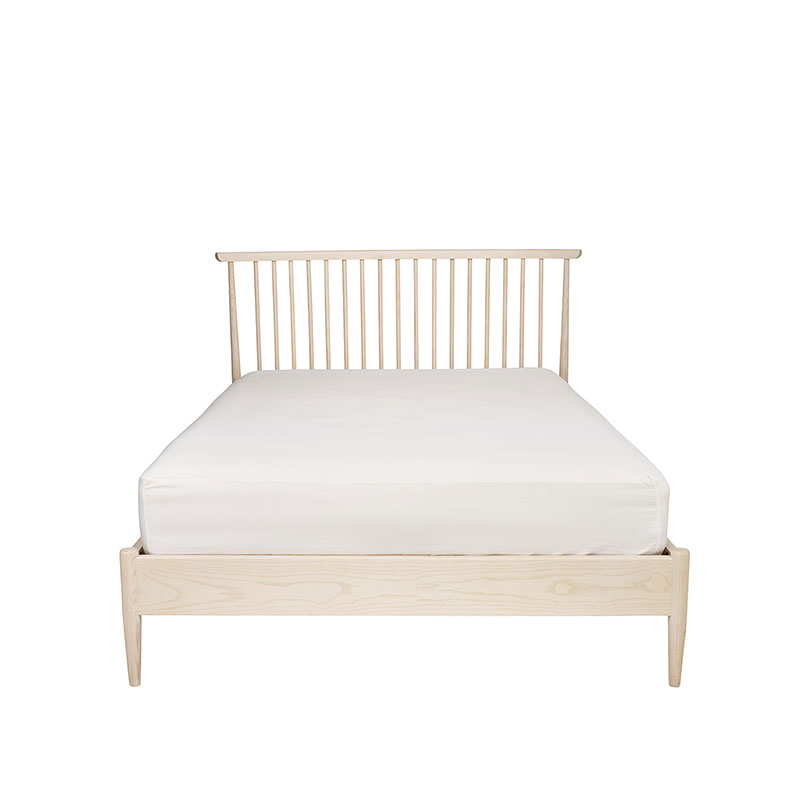 Salina Double Spindle Headboard Bed Frame, Pale Timber-1