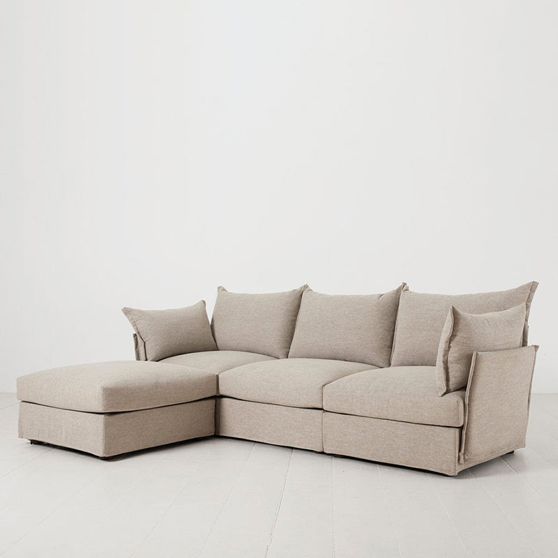 Model 06 Linen 3 Seater Sofa With Chaise, Pumice-2