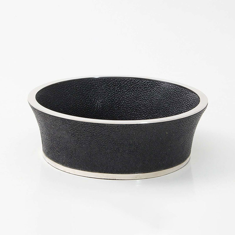 Wine Bottle Coaster, D16cm, Caviar Black Shagreen-4